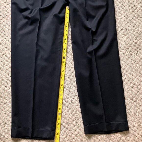 Lauren Ralph Lauren Mens Black 100% wool pleated with cuff pants Size 42/32 - Picture 6 of 15